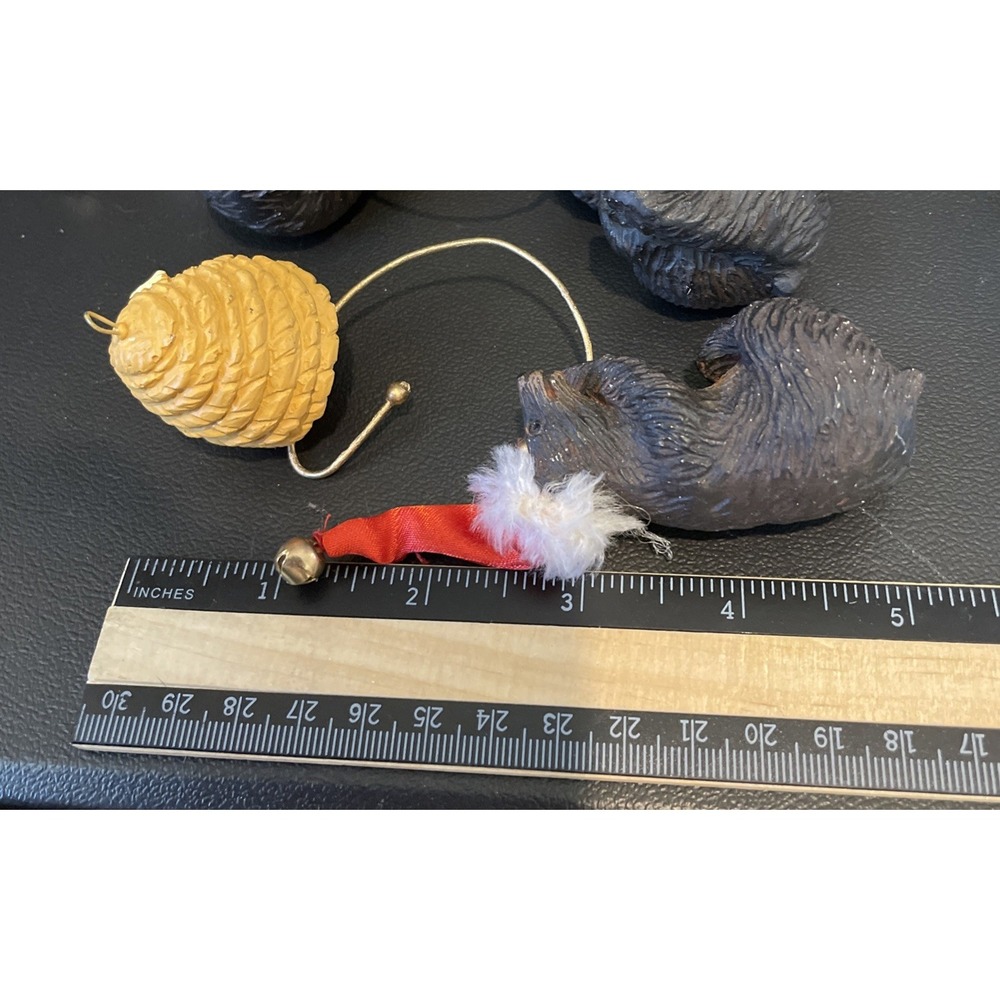 Black Bear Bears Honey Comb Bee Christmas Dangling Ornaments Resin Set Of 6 - Picture 7 of 7